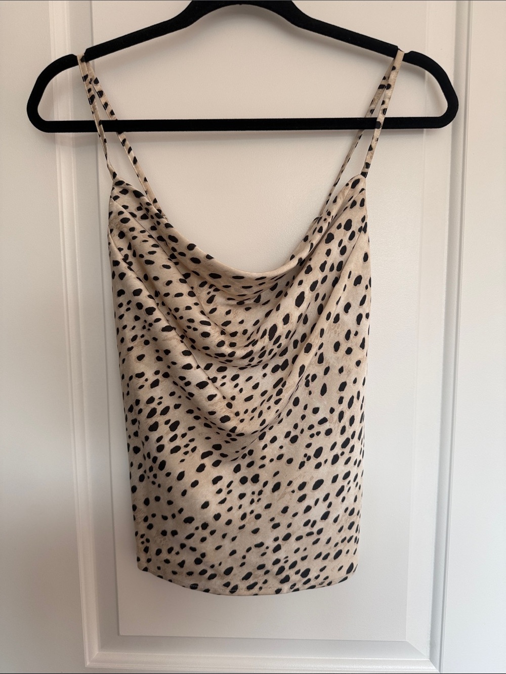 Beige Cowl Neck Animal Print Cami Top